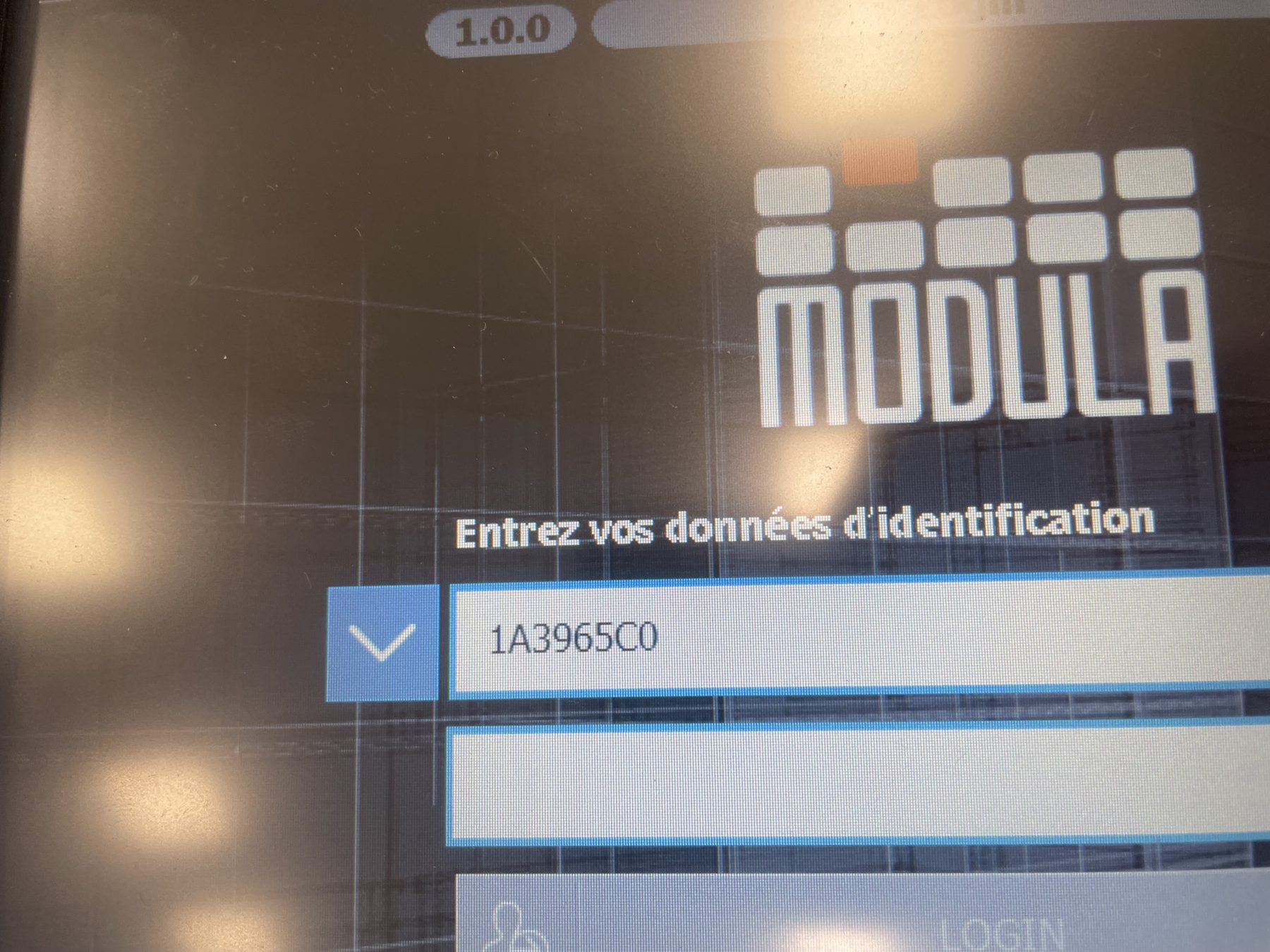 Écran de connexion d'une application au bureau
